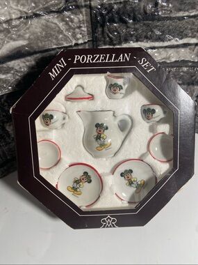 Vintage Reutter Mini Tea Set -Handpainted in Germany with Mickey Mouse Graphics